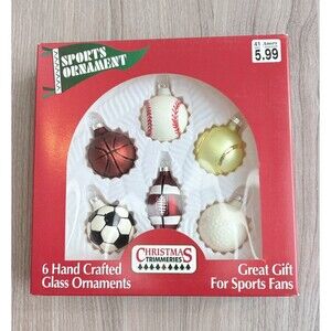 Vintage Christmas Trimmeries  glass ornaments Hand Decorated Sports Athletes